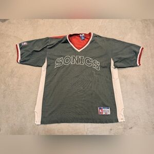 VTG 90s Champion Seattle Sonics Shooting Shirt Mens XL Flaws